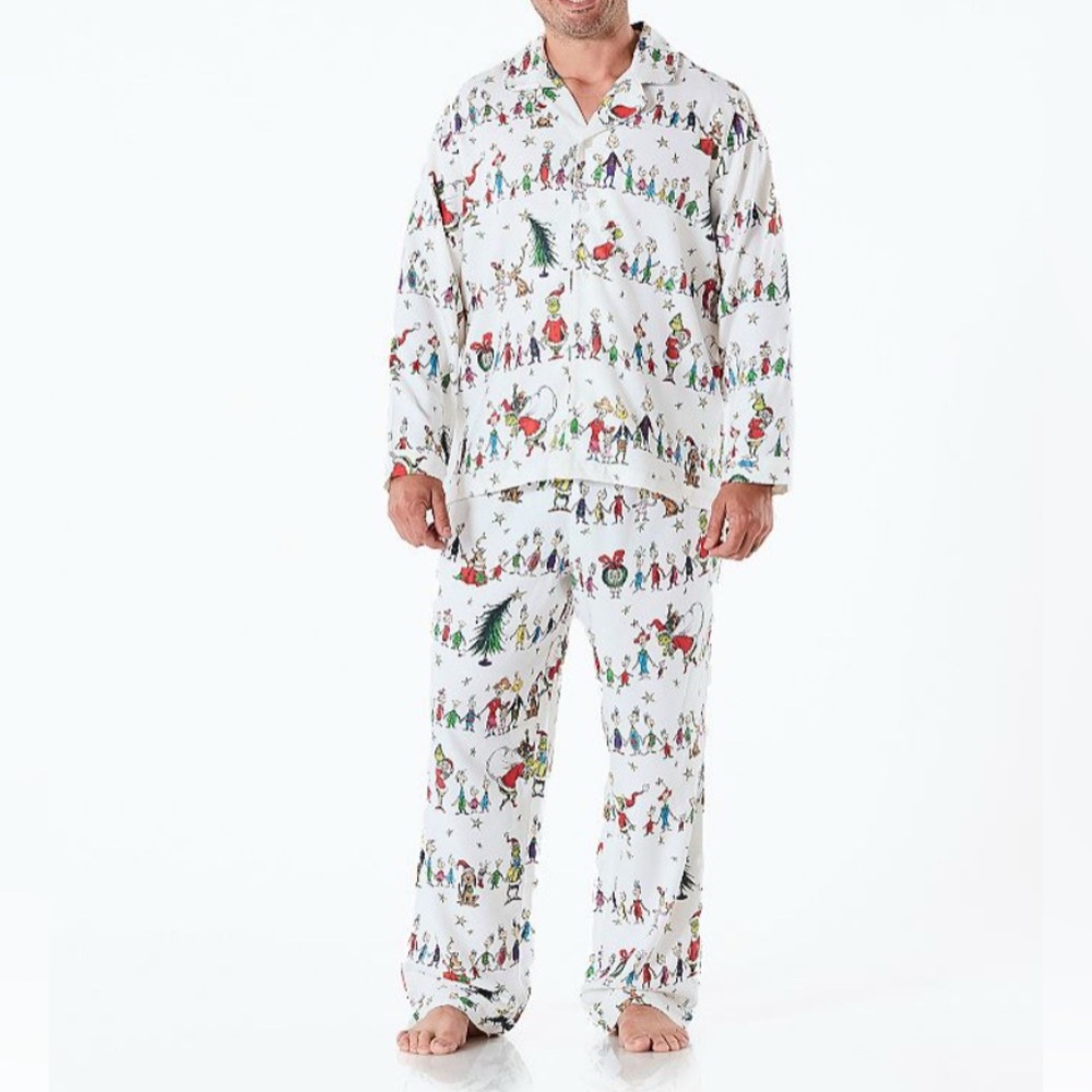 Pottery Barn Kids White Pajama Set with Colorful Print